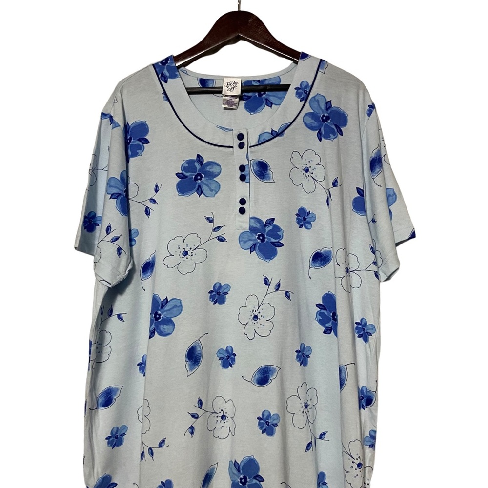 Vintage Night Gown Just my Size Long Night Gown Oversized Shirt Blue - Picture 3 of 15